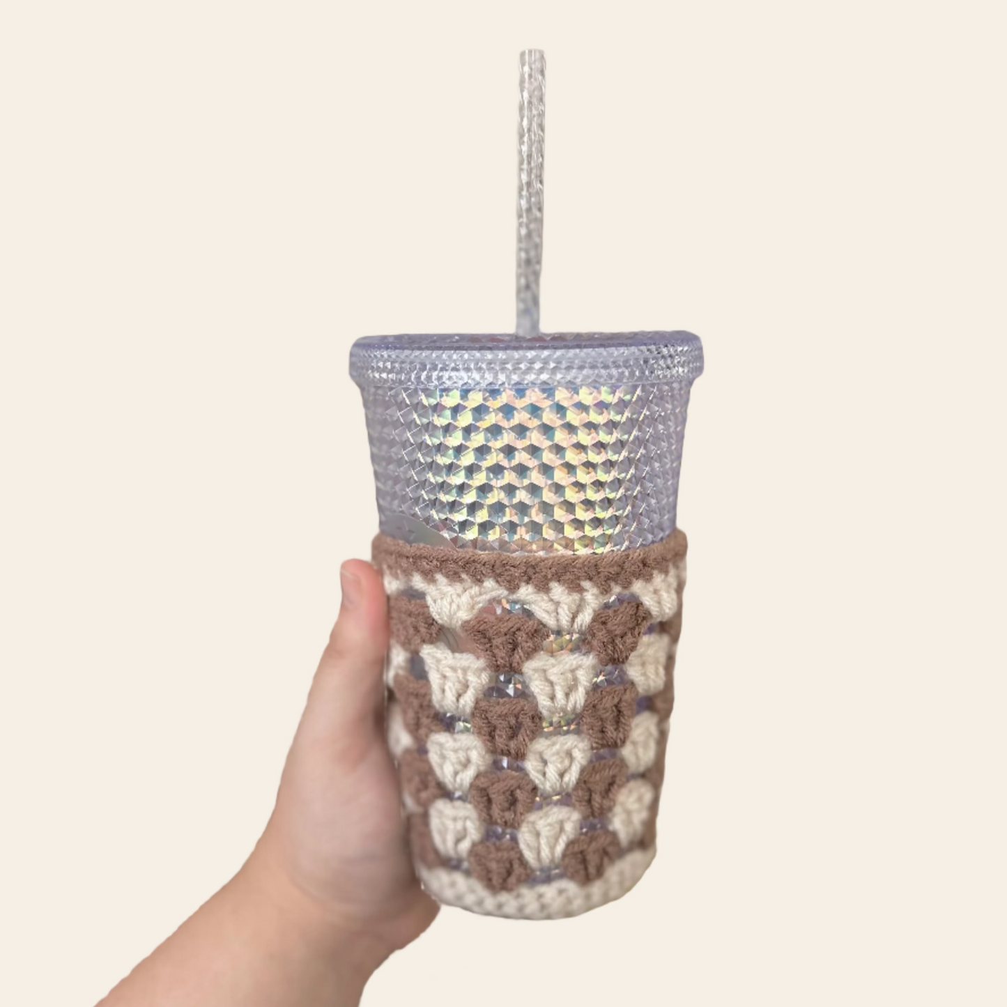 Crochet Iced Coffee Koozie (Mocha + Parchment)