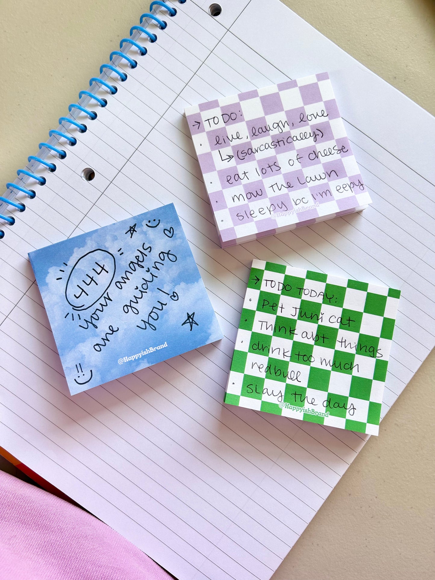 Checkered Purple & Green - Sticky Notes