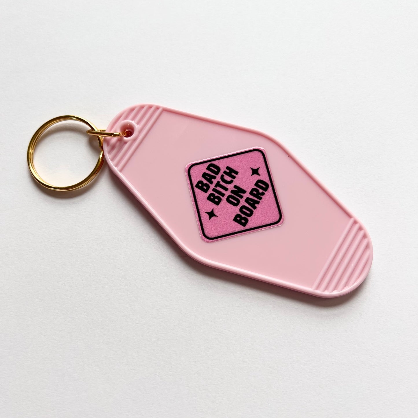 Bad Bitch on Board - Cute Pink Motel Keychain