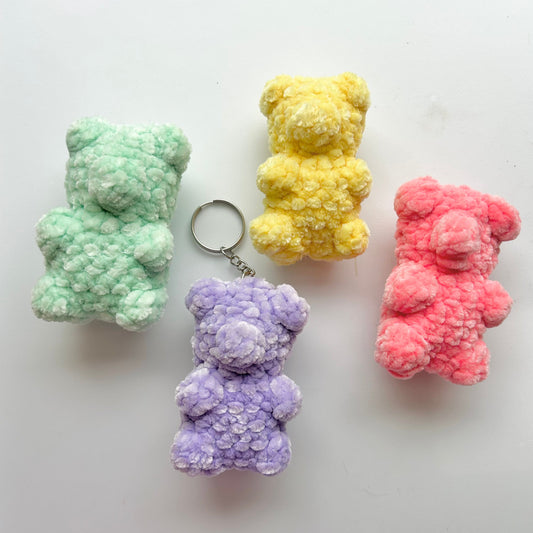 Pastel Crochet Gummy Bear Keychain