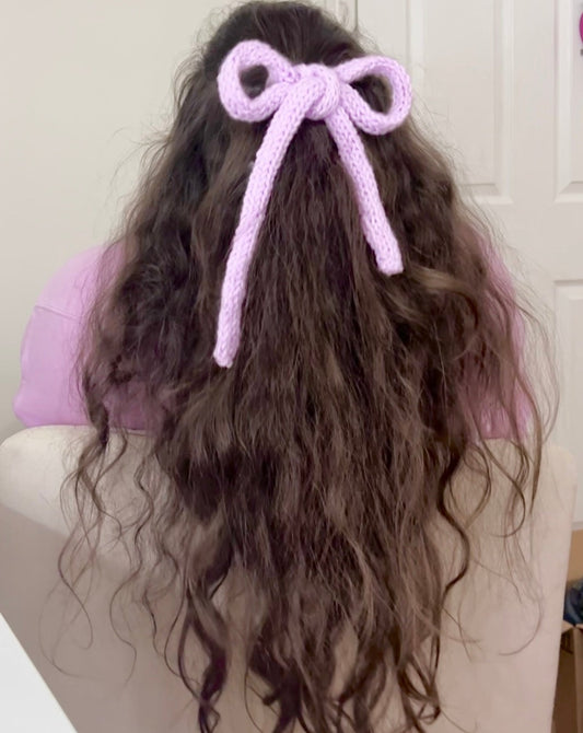 XL Lilac Hand Knit Hair Bow