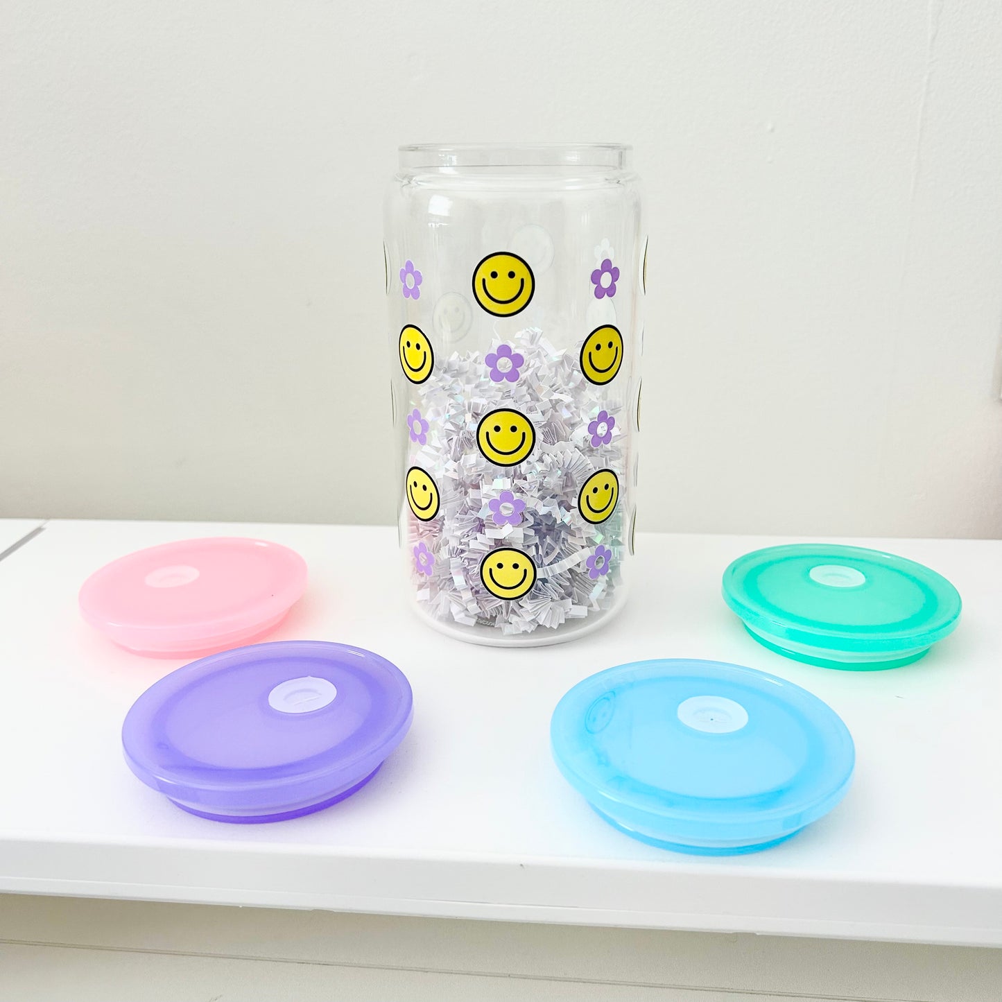 Smiley Face Flower | Can Glass Cup