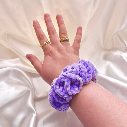 Purple XL Crochet Velvet Scrunchie
