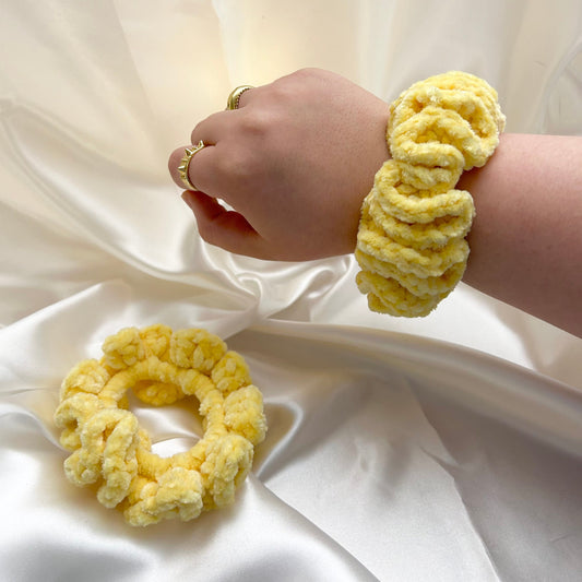 Yellow - XL Crochet Velvet Scrunchie