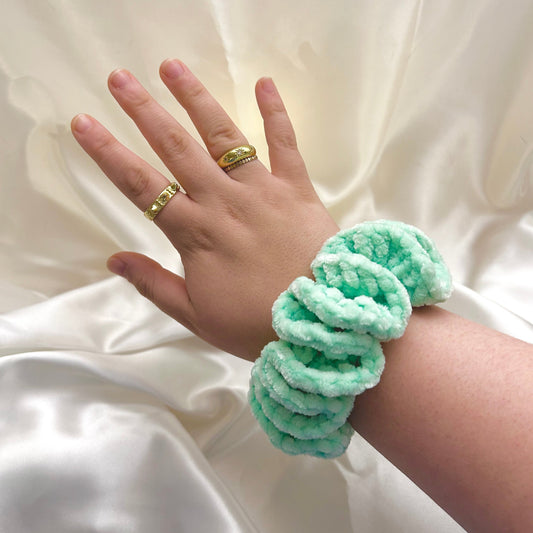 Mint - XL Crochet Velvet Scrunchie