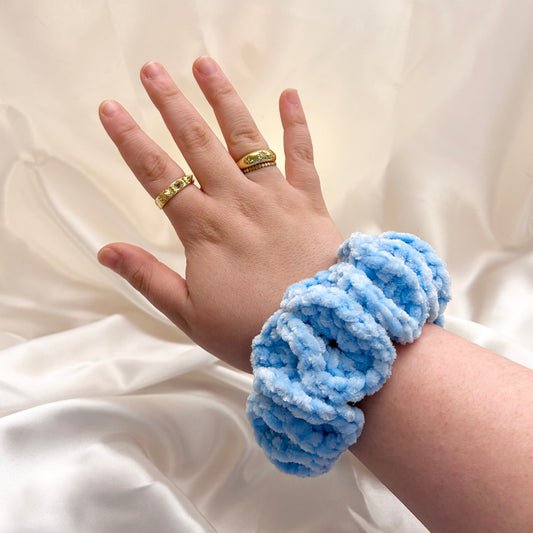 Sky Blue - XL Crochet Velvet Scrunchie