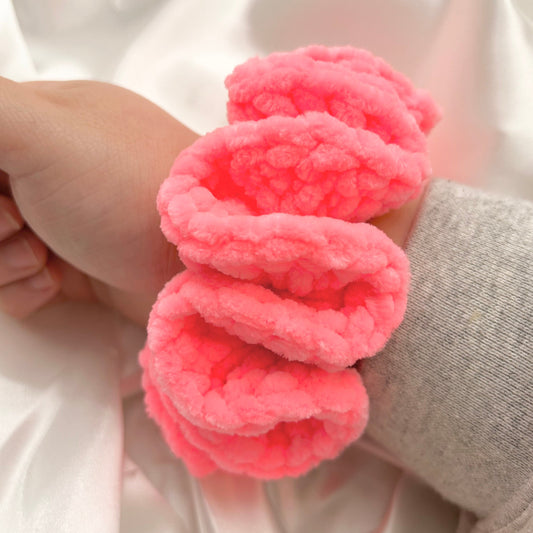 Highlighter Pink - XL Crochet Plushie Scrunchie