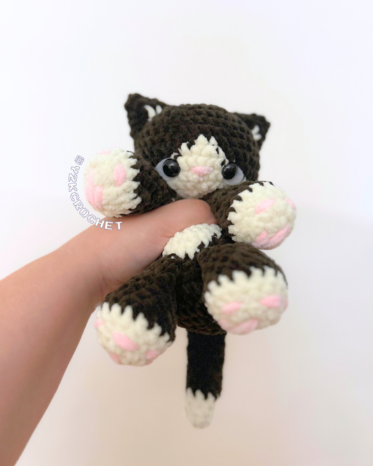 Bijou the Baby Kitty Plushie - Crochet Black Tuxedo Cat Plushie