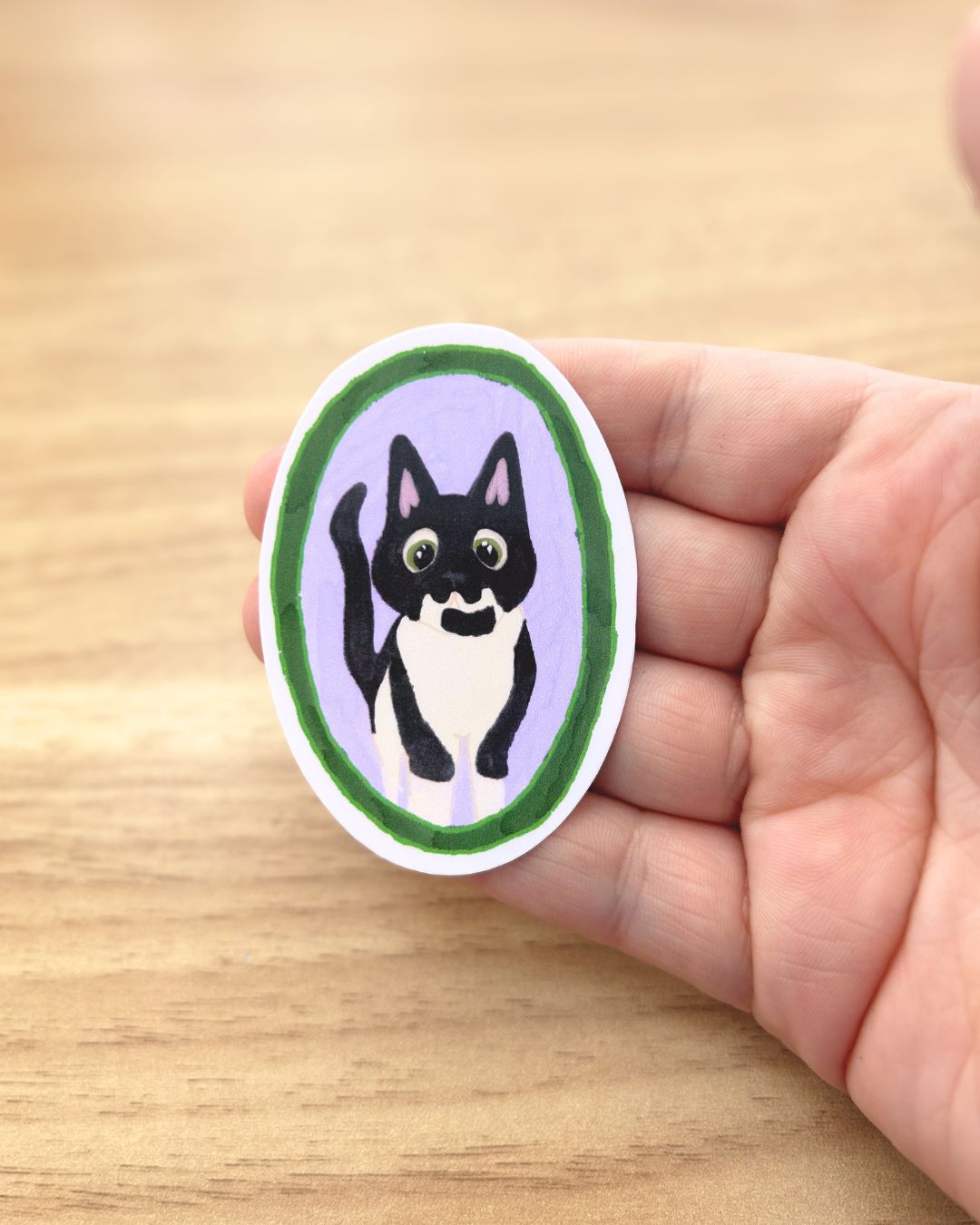 Bijou Tuxedo Cat Portrait Sticker