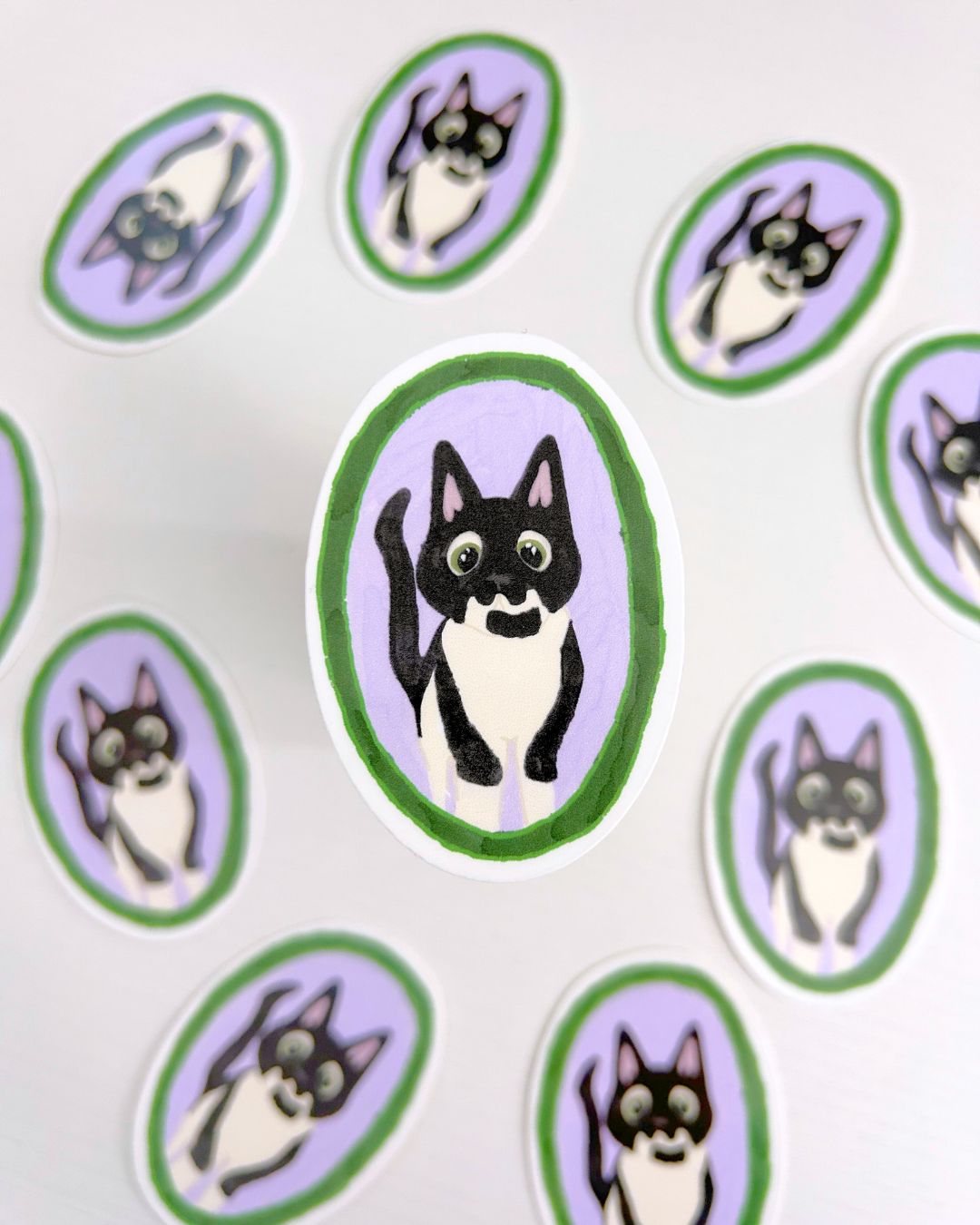 Bijou Tuxedo Cat Portrait Sticker