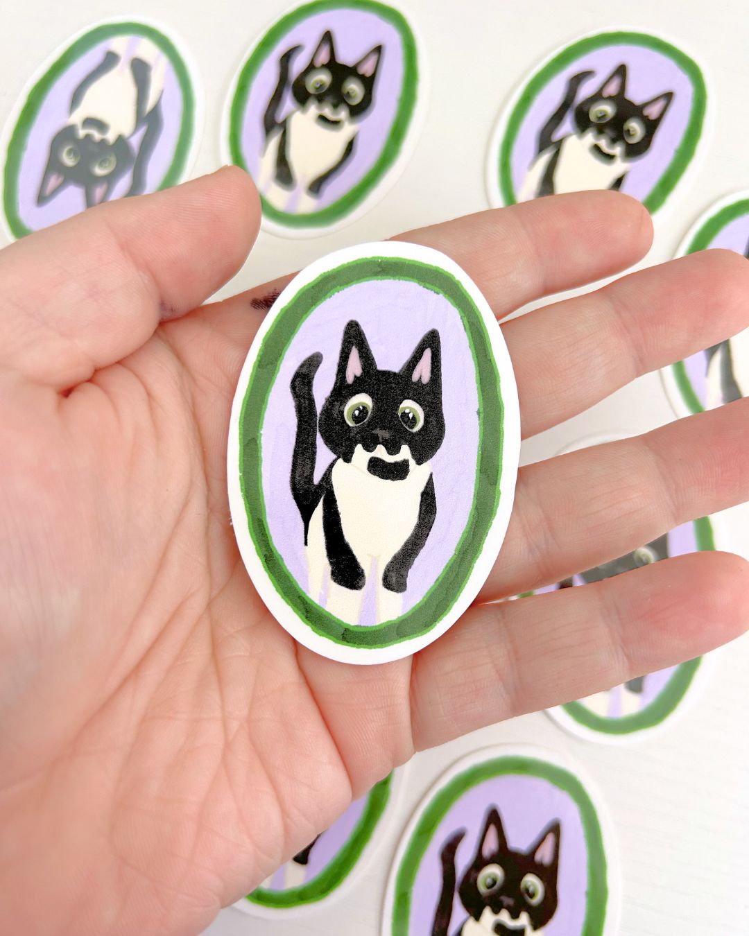 Bijou Tuxedo Cat Portrait Sticker
