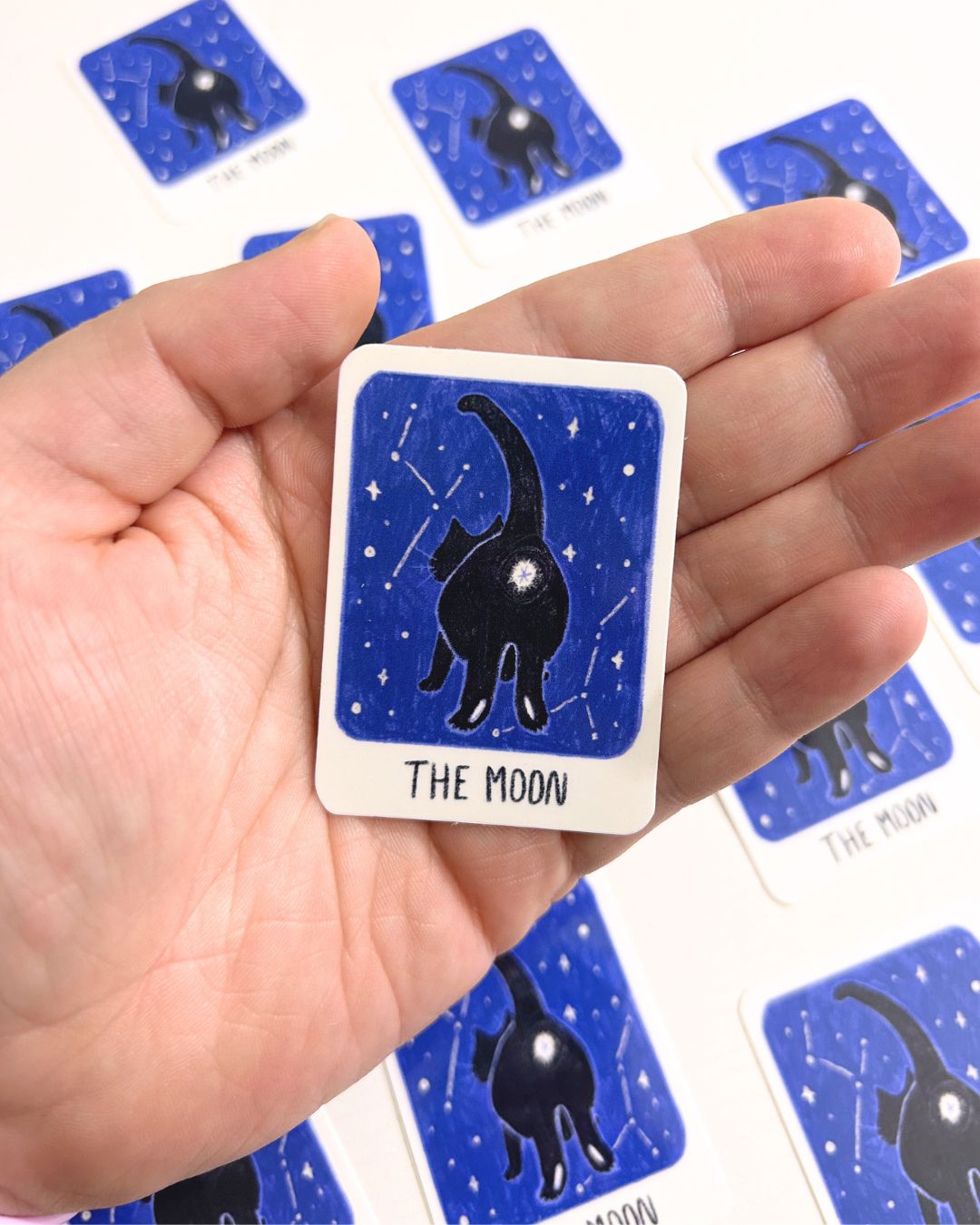 The Moon but it's a Black Cat Butt - Tarot Card Witchy Cat Sticker