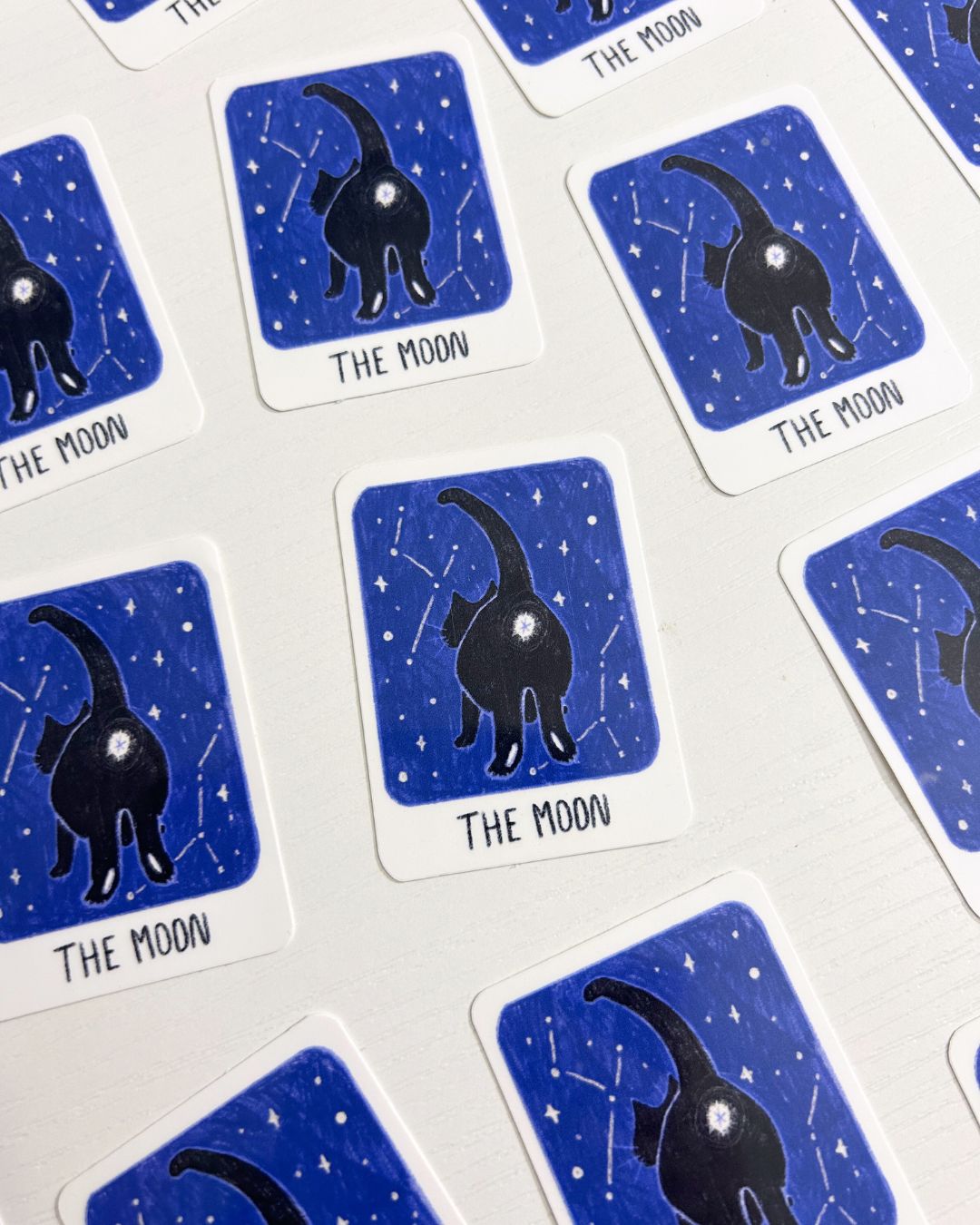 The Moon but it's a Black Cat Butt - Tarot Card Witchy Cat Sticker