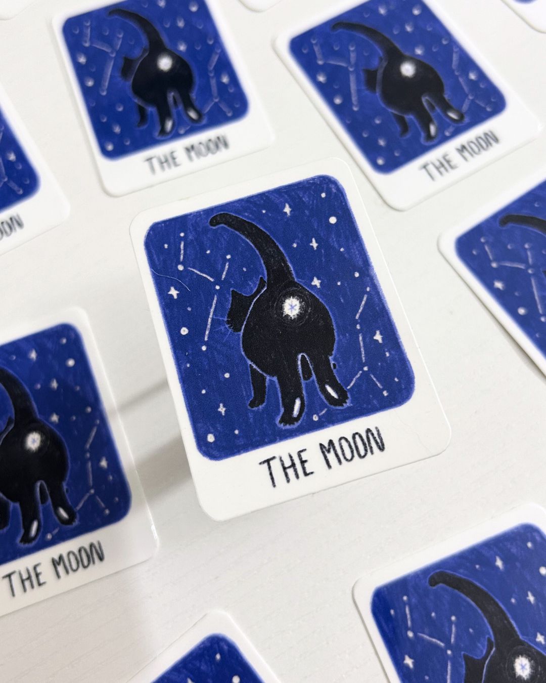 The Moon but it's a Black Cat Butt - Tarot Card Witchy Cat Sticker