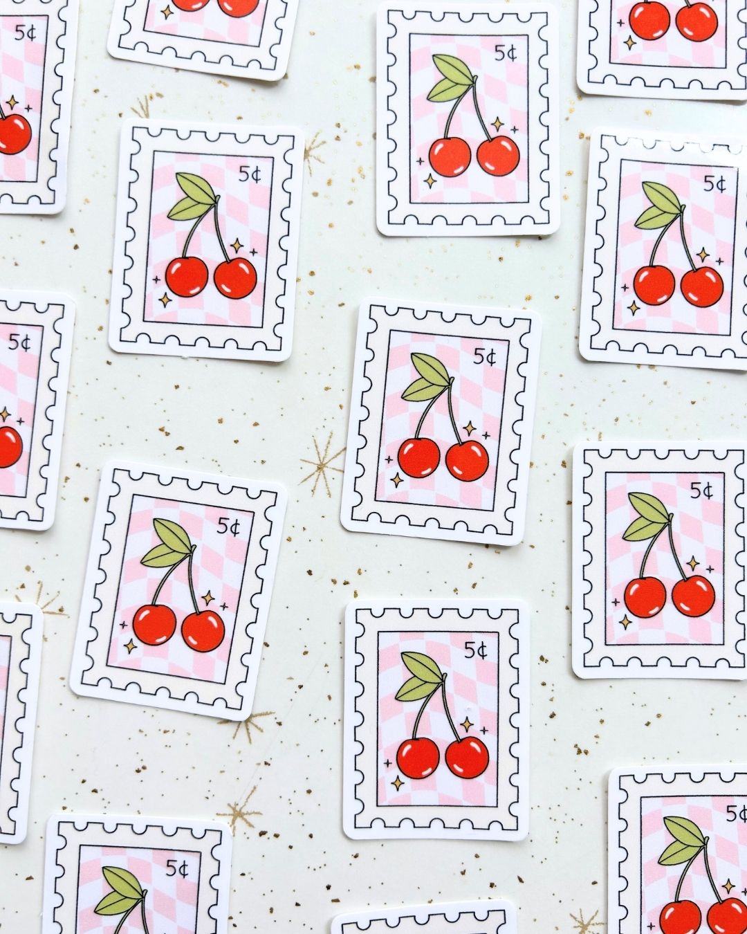 Cherry Postage Stamp Sticker - Y2K Cherries