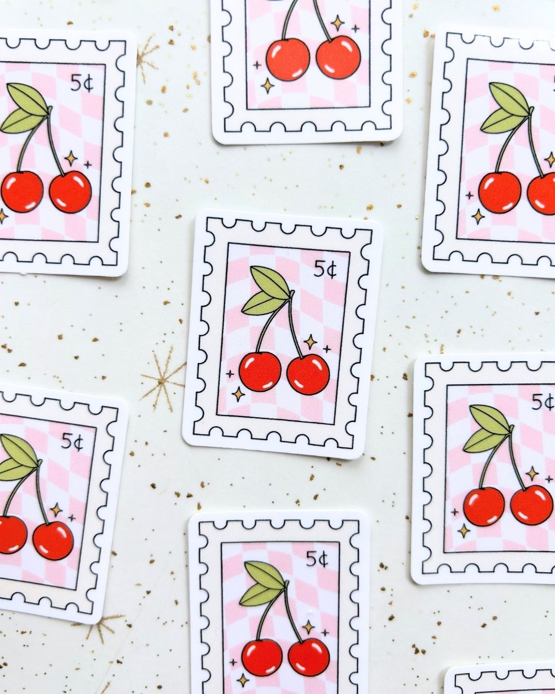 Cherry Postage Stamp Sticker - Y2K Cherries