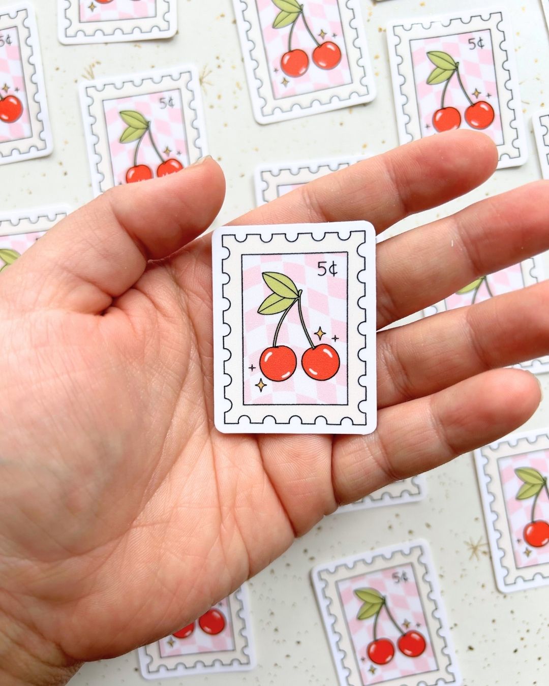 Cherry Postage Stamp Sticker - Y2K Cherries