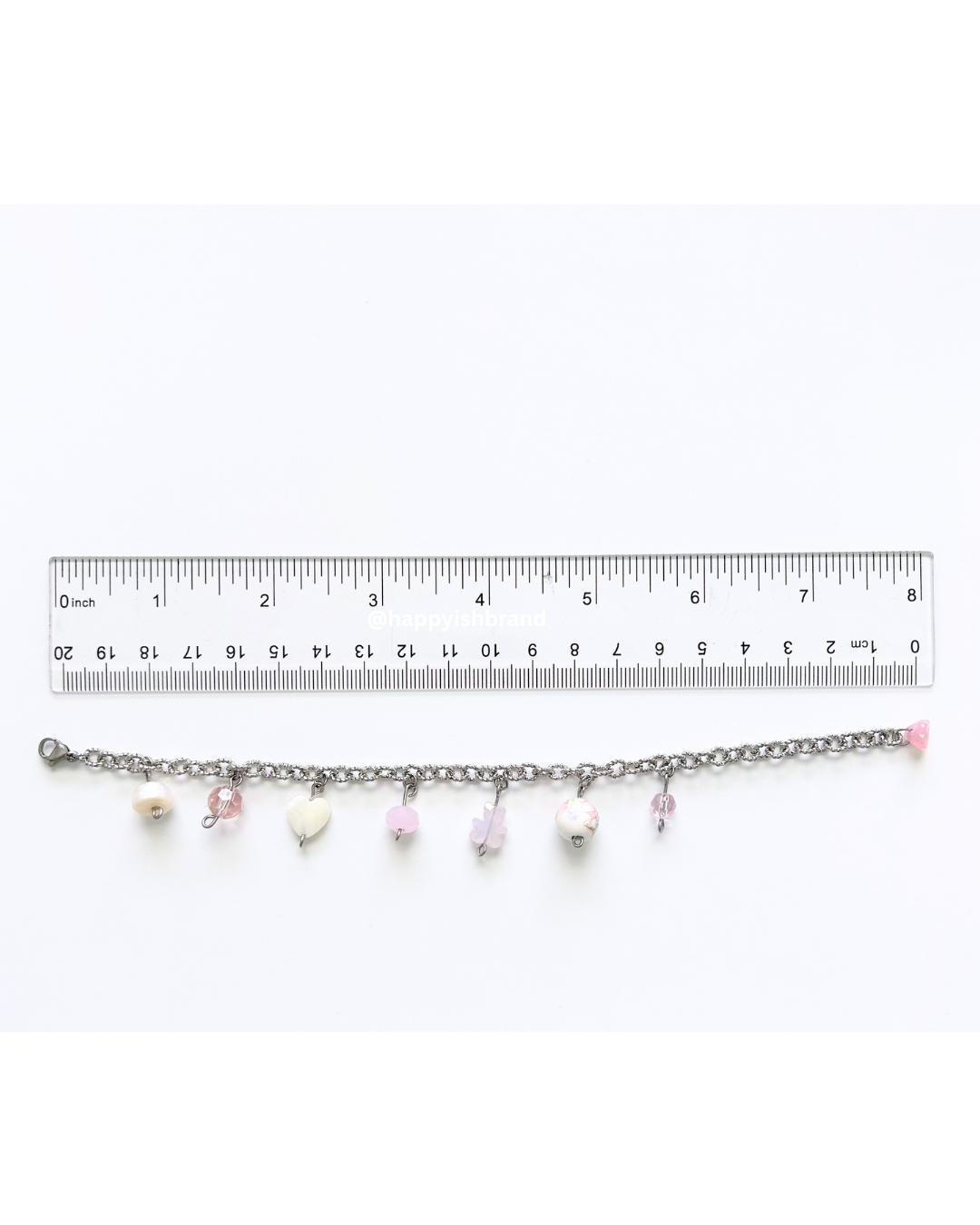 Coquette Pink - Handmade Glass Bead Charm Bracelet