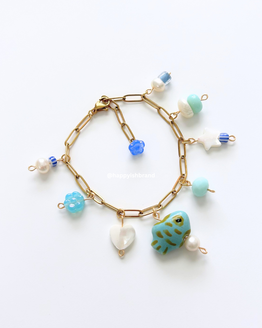 Coastal Sea Glass - Handmade Glass Bead Charm Bracelet