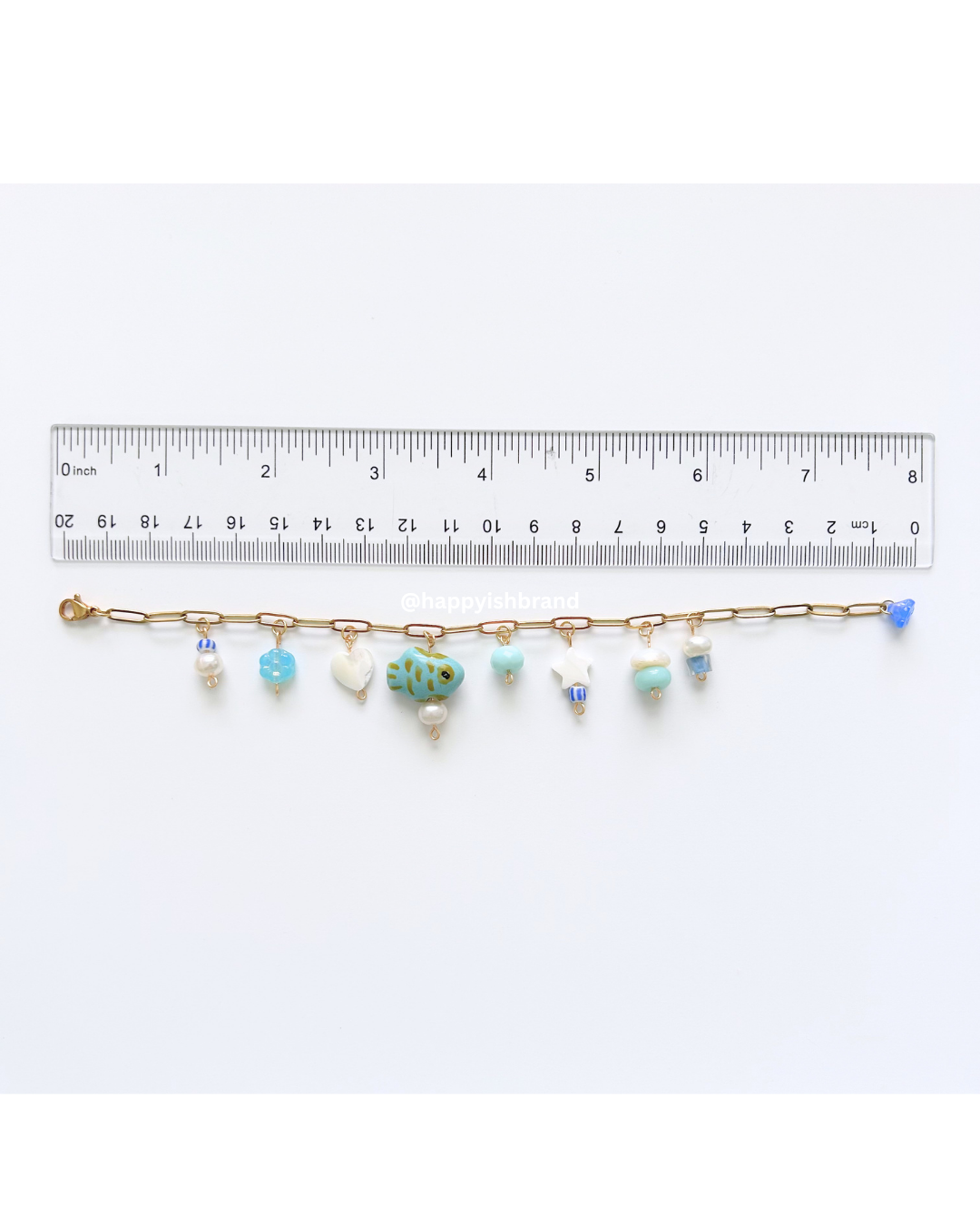 Coastal Sea Glass - Handmade Glass Bead Charm Bracelet