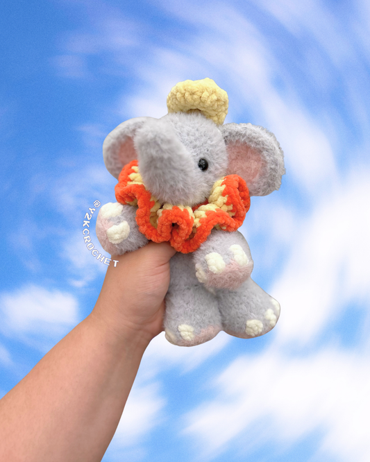 Dumbo the baby Elephant Plush - Made to Order Crochet Snuggler Plushie