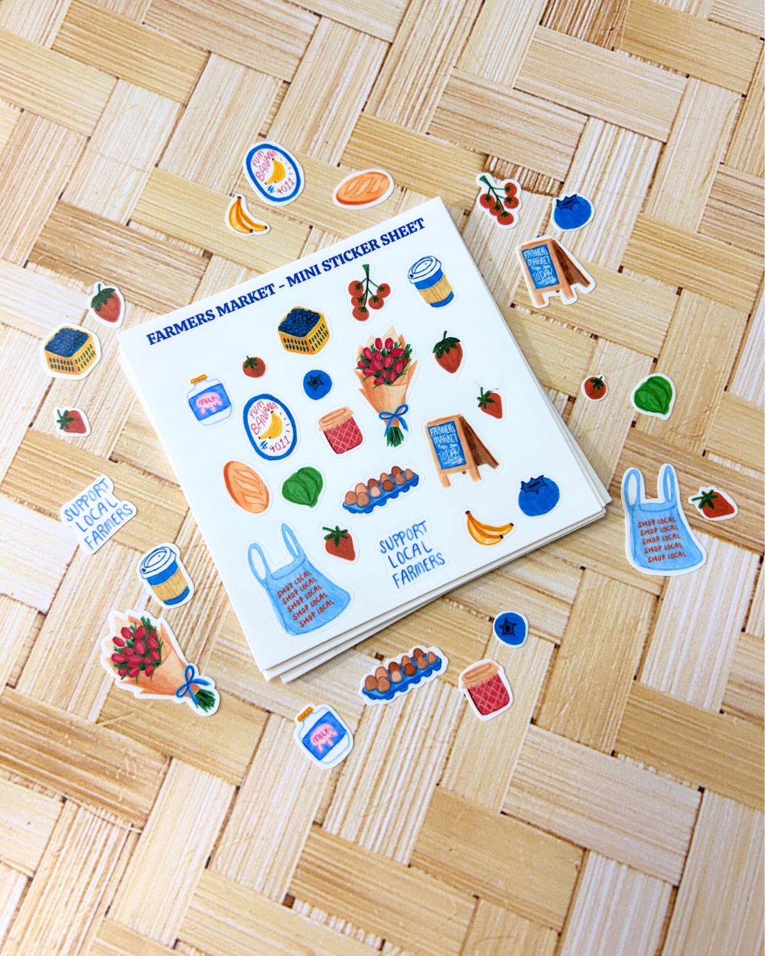 Farmer's Market Mini Sticker Sheet - Junk Journal / Planner Stickers