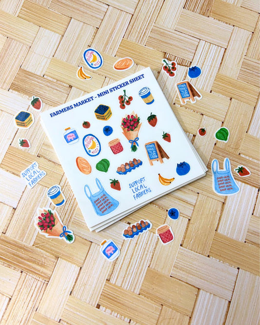 Farmer's Market Mini Sticker Sheet - Junk Journal / Planner Stickers