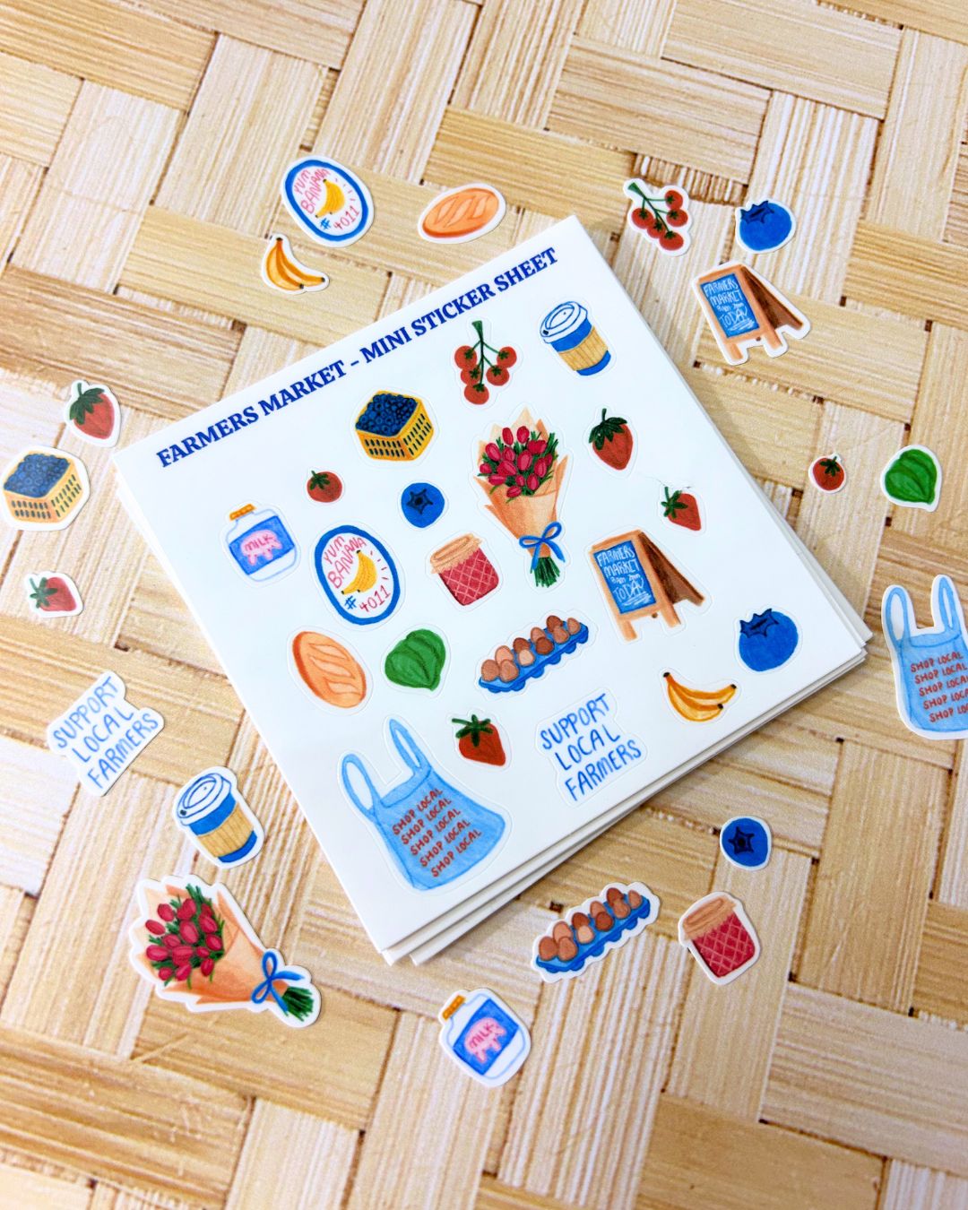 Farmer's Market Mini Sticker Sheet - Junk Journal / Planner Stickers