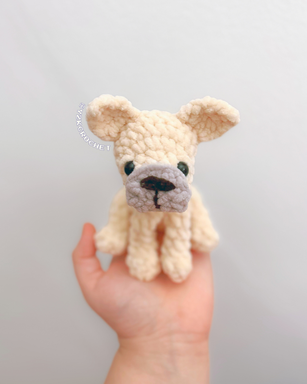 Fig the Baby Frenchie Plushie - Crochet French Bulldog Puppy Plushie