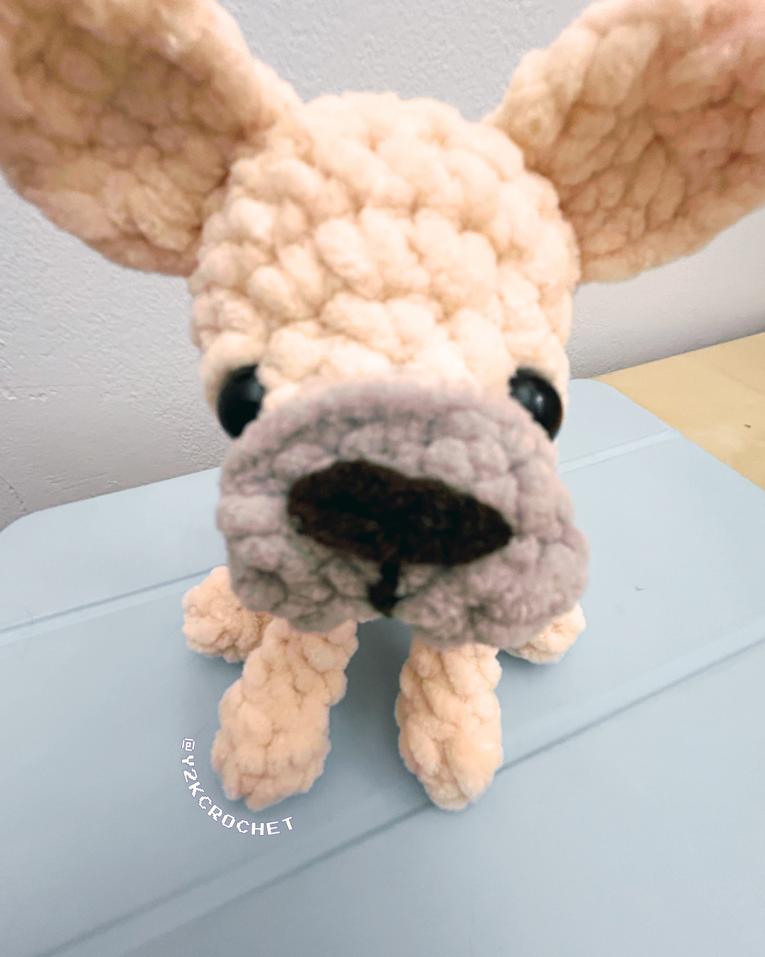 Fig the Baby Frenchie Plushie - Crochet French Bulldog Puppy Plushie