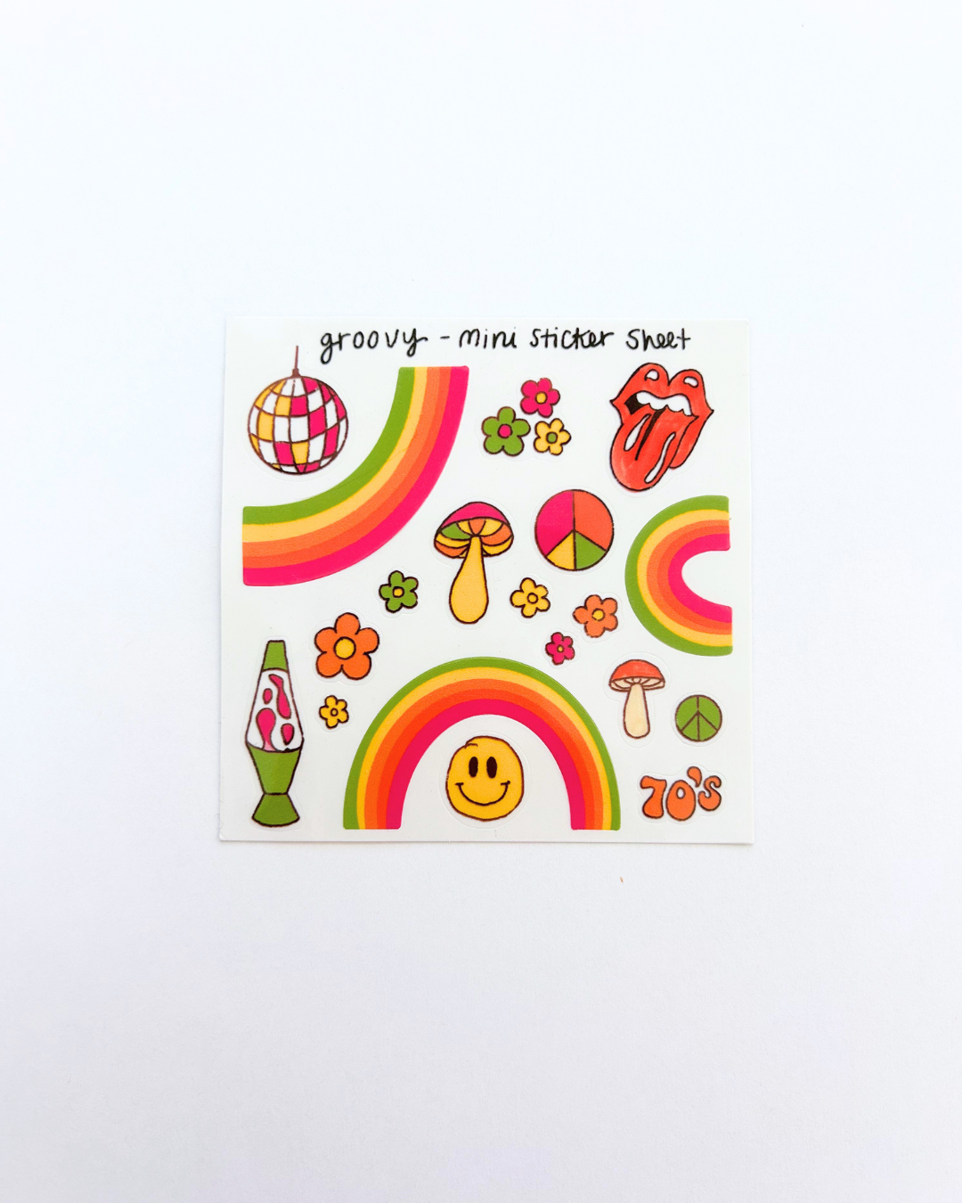 70s Themed Mini Sticker Sheet - Junk Journal / Planner Stickers