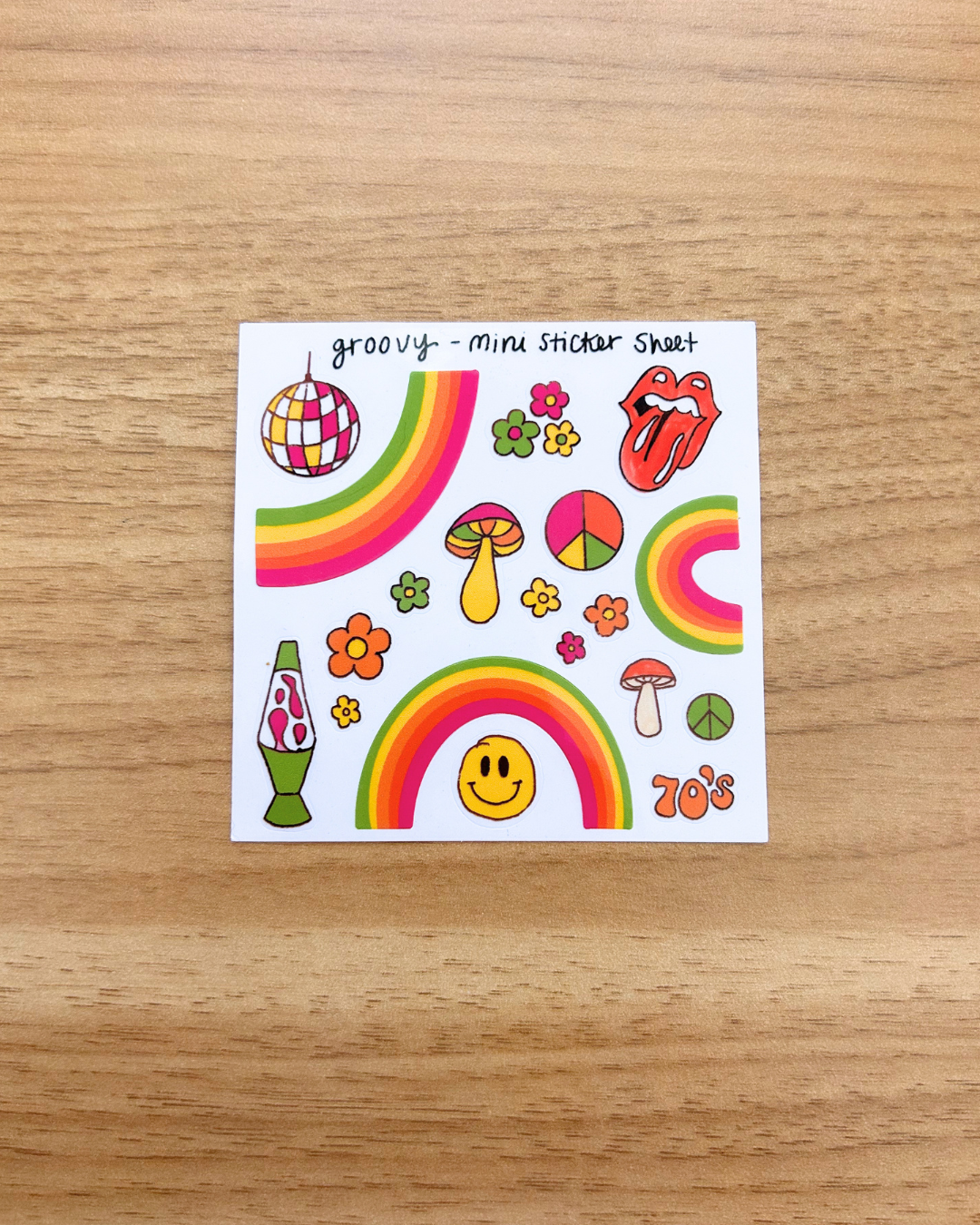 70s Themed Mini Sticker Sheet - Junk Journal / Planner Stickers