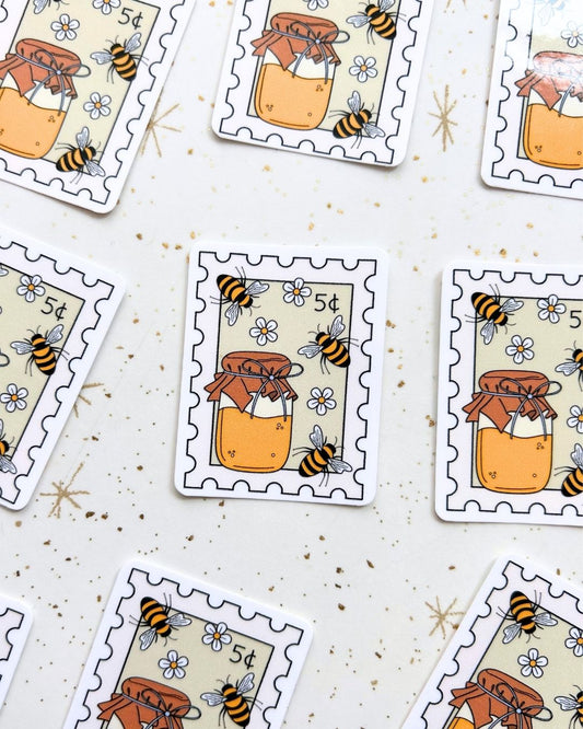 Honey Bee Postage Stamp - Homestead Beekeeping Sticker