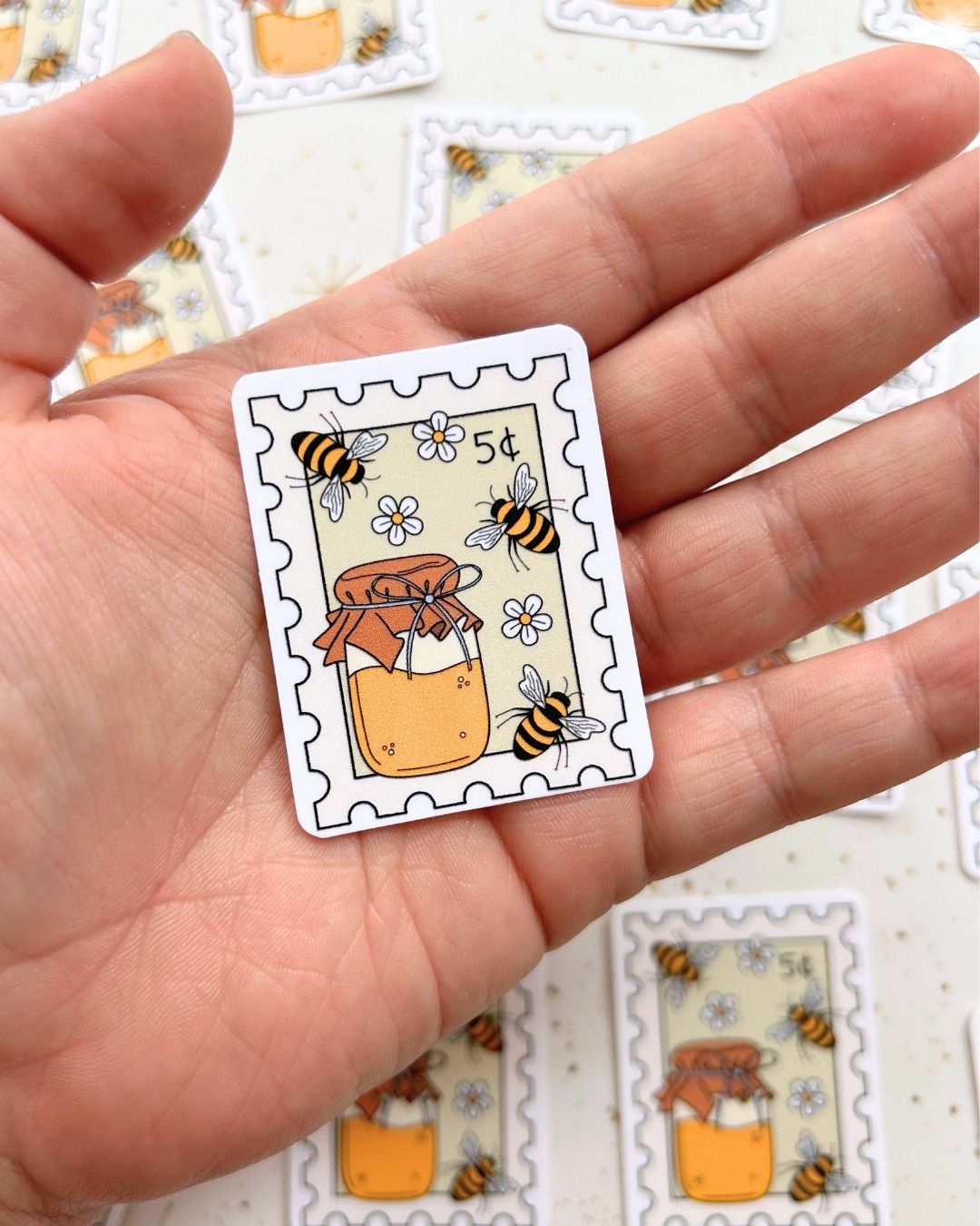 Honey Bee Postage Stamp - Homestead Beekeeping Sticker