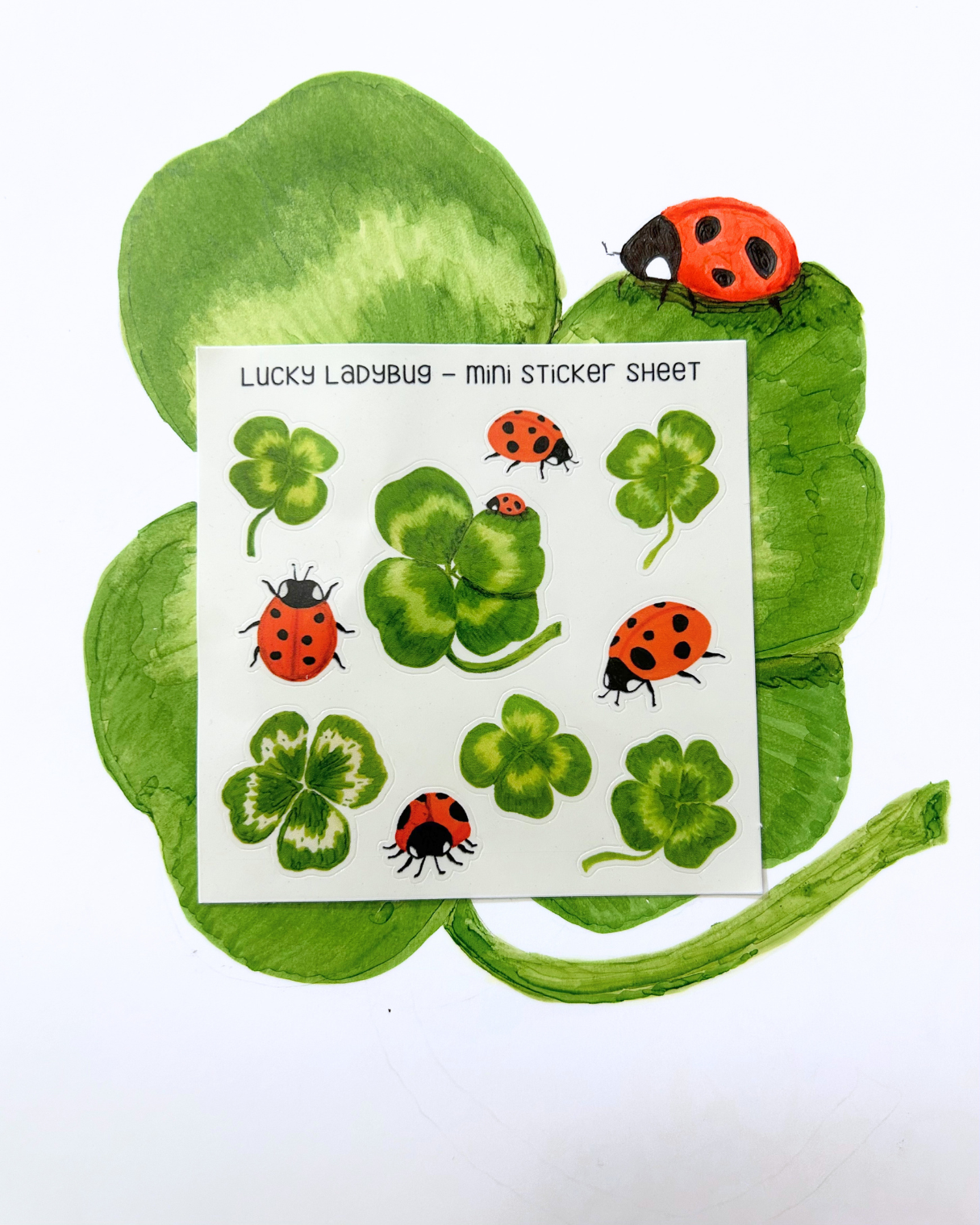 Lucky Ladybug Mini Sticker Sheet - Junk Journal / Planner Stickers