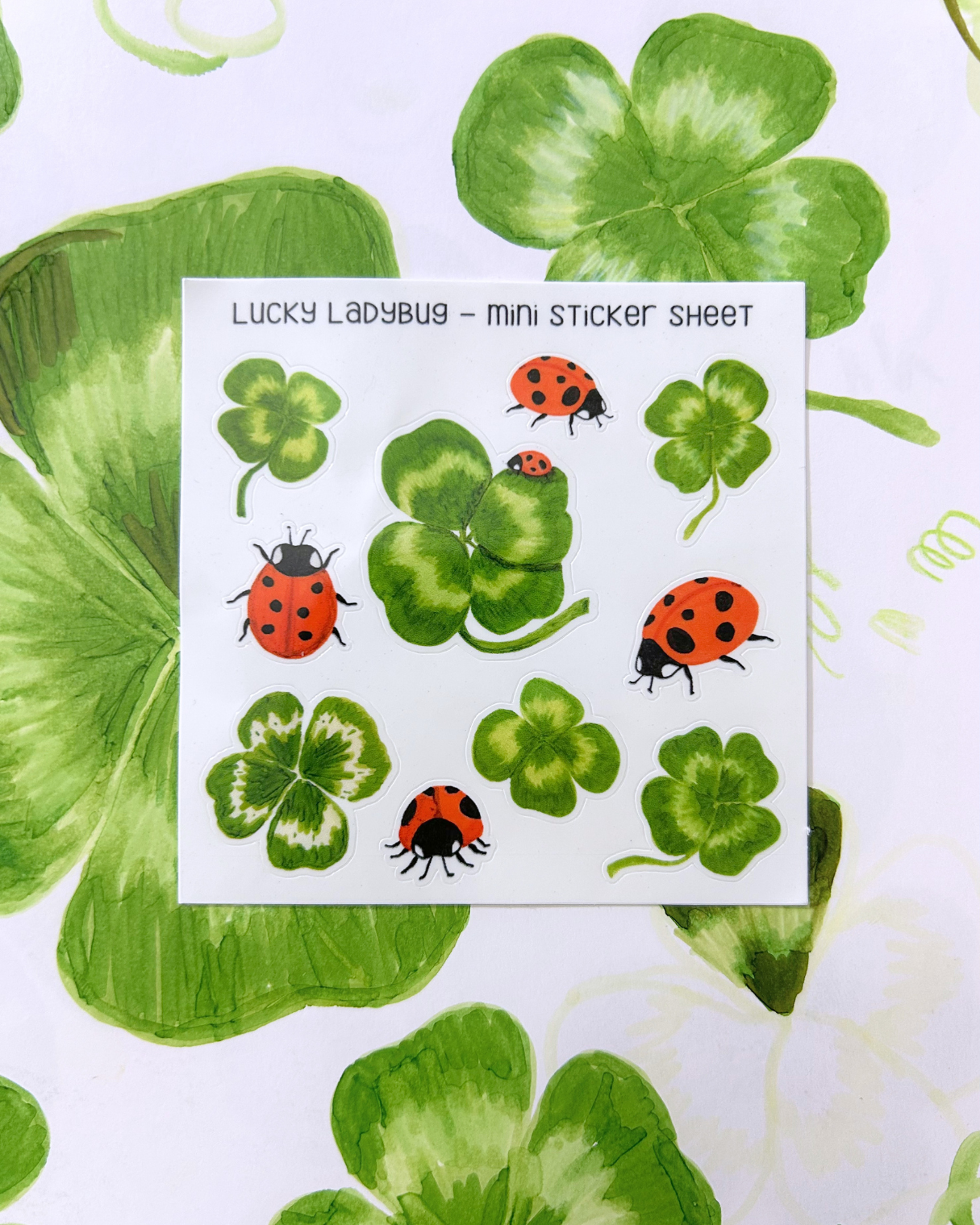Lucky Ladybug Mini Sticker Sheet - Junk Journal / Planner Stickers