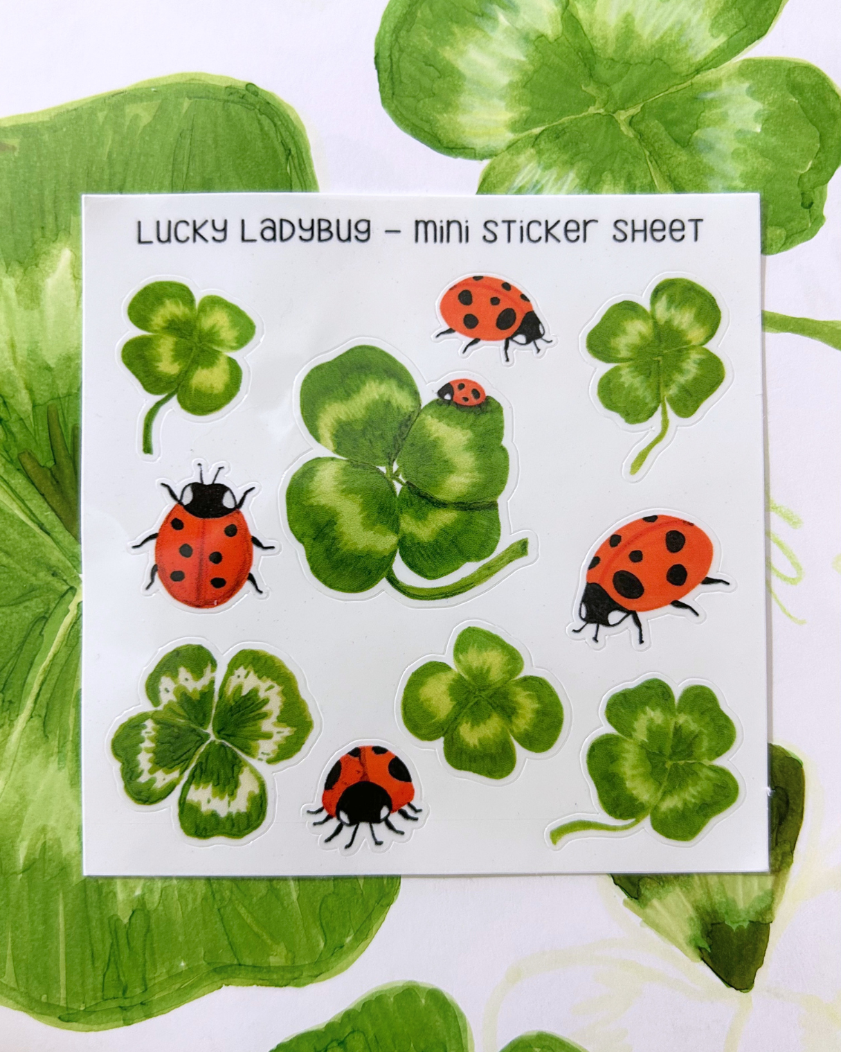 Lucky Ladybug Mini Sticker Sheet - Junk Journal / Planner Stickers