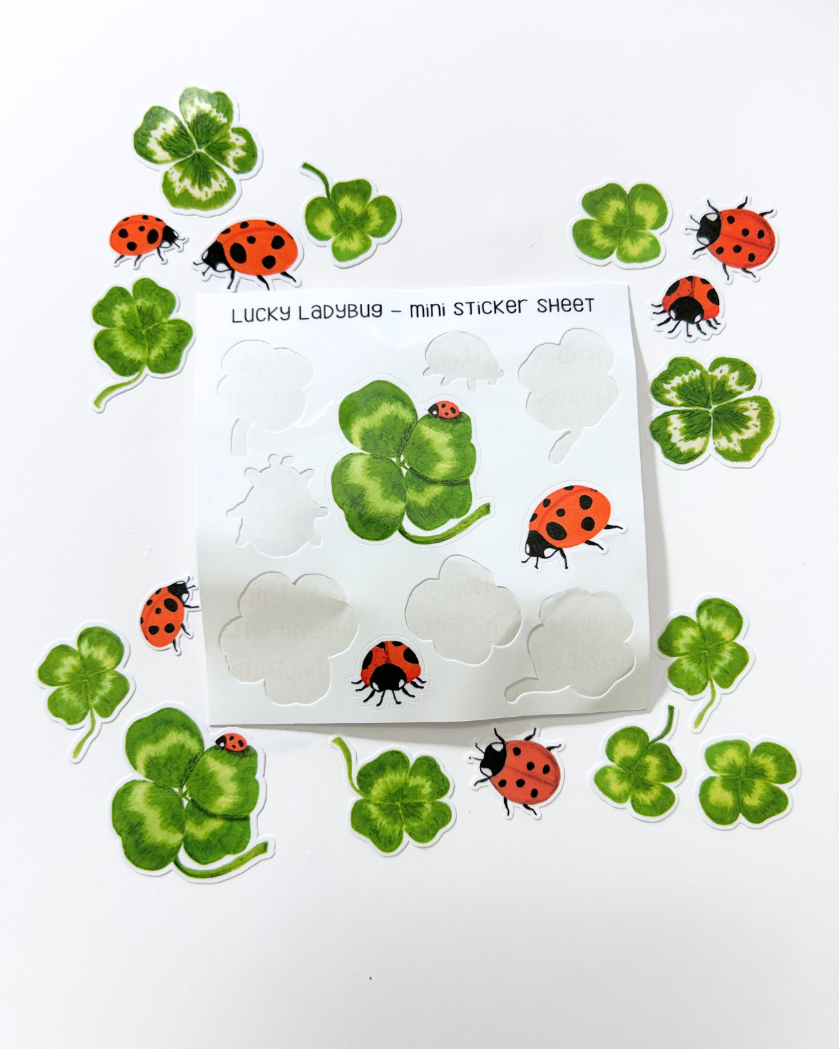 Lucky Ladybug Mini Sticker Sheet - Junk Journal / Planner Stickers