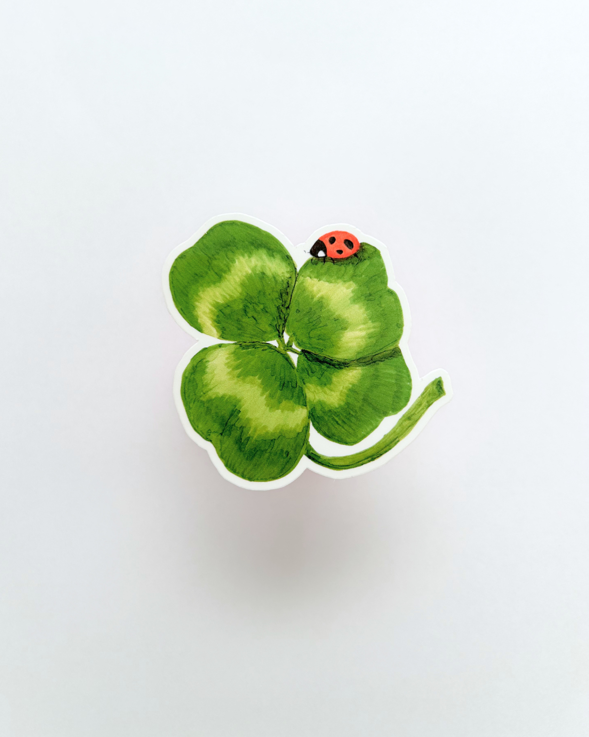 Lucky Ladybug Sticker - Four Leaf Clover Art
