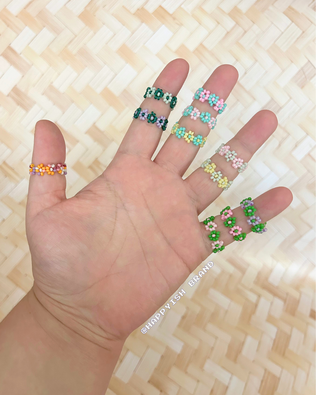 Stretchy Flower Bead Ring - Spring Edition