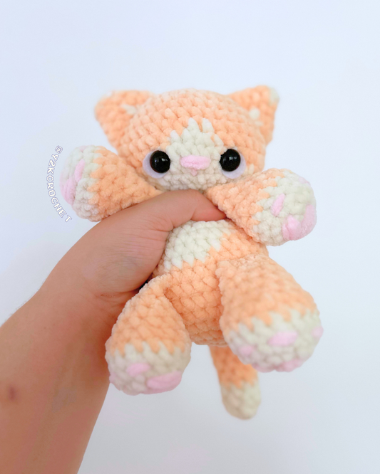 Oslo the Baby Kitty Plushie - Crochet Orange Tuxedo Cat Plushie