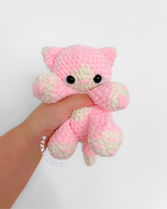 Piggy the Baby Pink Kitty Plushie - Crochet Tuxedo Cat Plushie