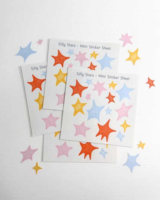 Silly Stars Mini Sticker Sheet - Junk Journal / Planner Stickers