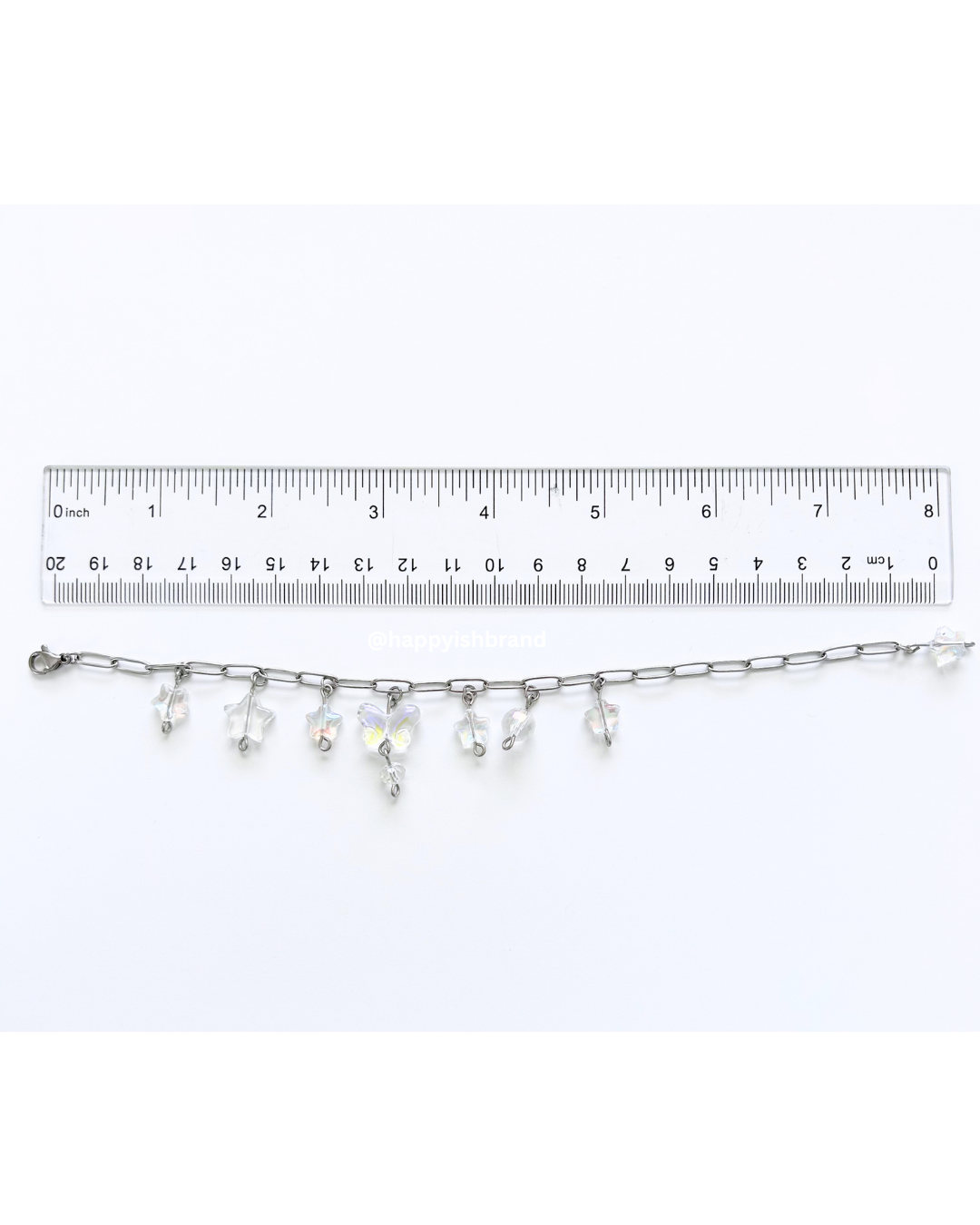 Translucent Stars - Handmade Glass Bead Charm Bracelet