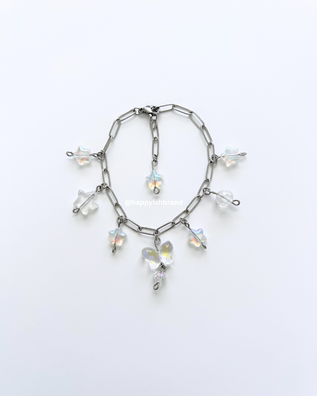 Translucent Stars - Handmade Glass Bead Charm Bracelet