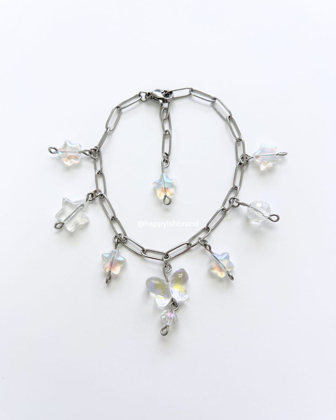 Translucent Stars - Handmade Glass Bead Charm Bracelet
