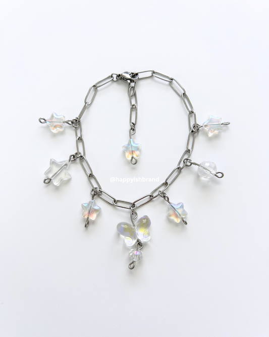 Translucent Stars - Handmade Glass Bead Charm Bracelet
