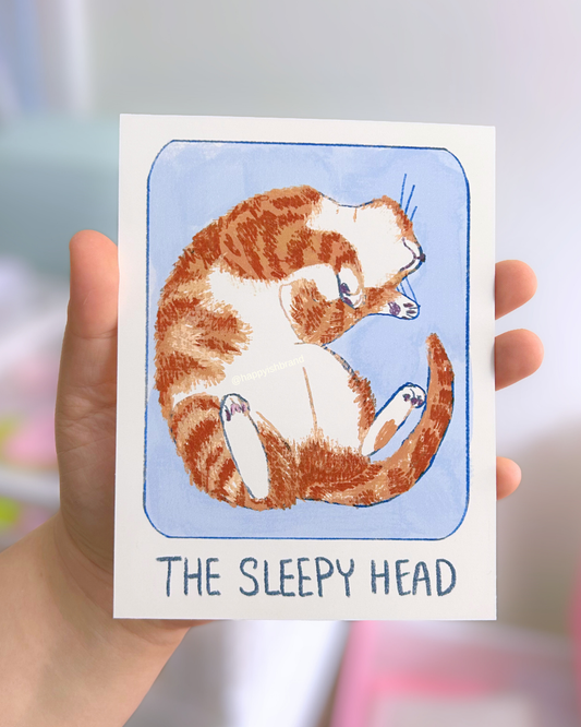 The Sleepy Head Art Print - Witchy Cat Tarot Card