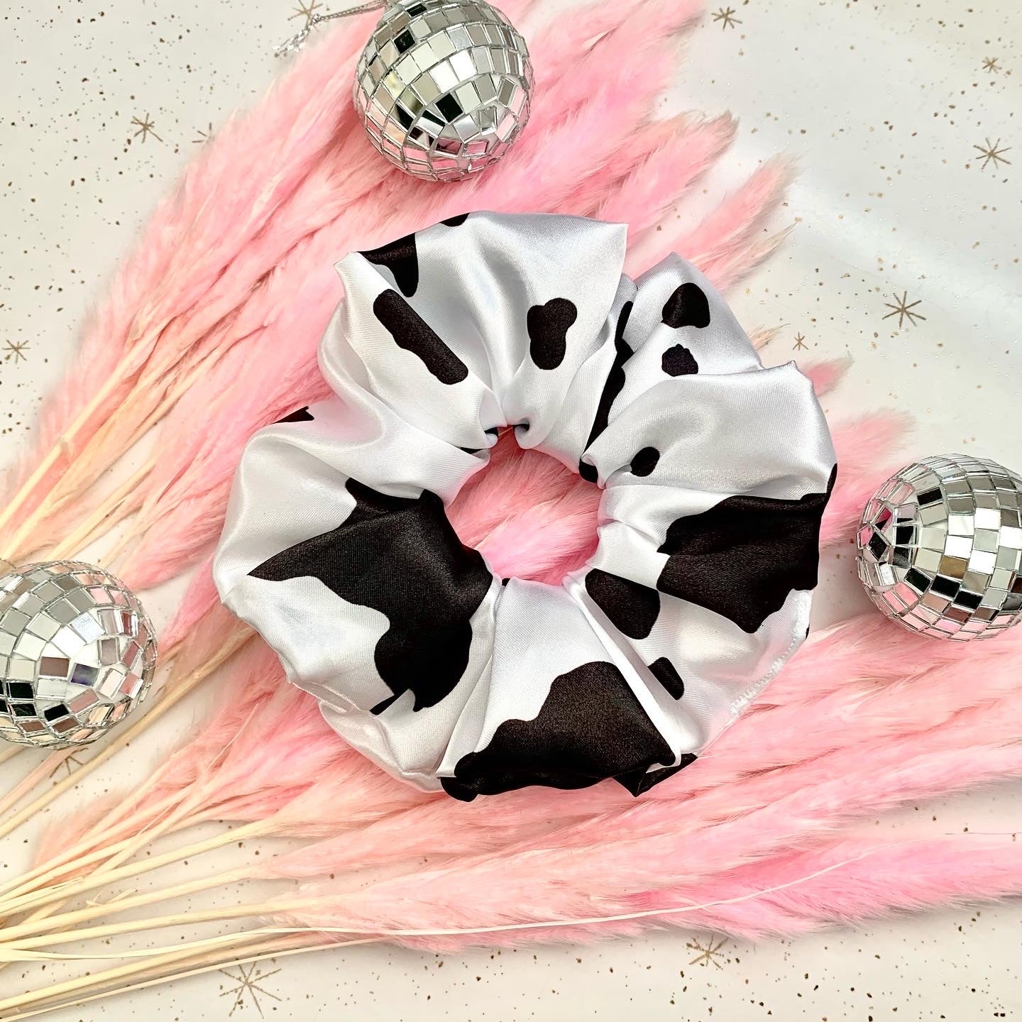 Cow Print Satin XL Scrunchie