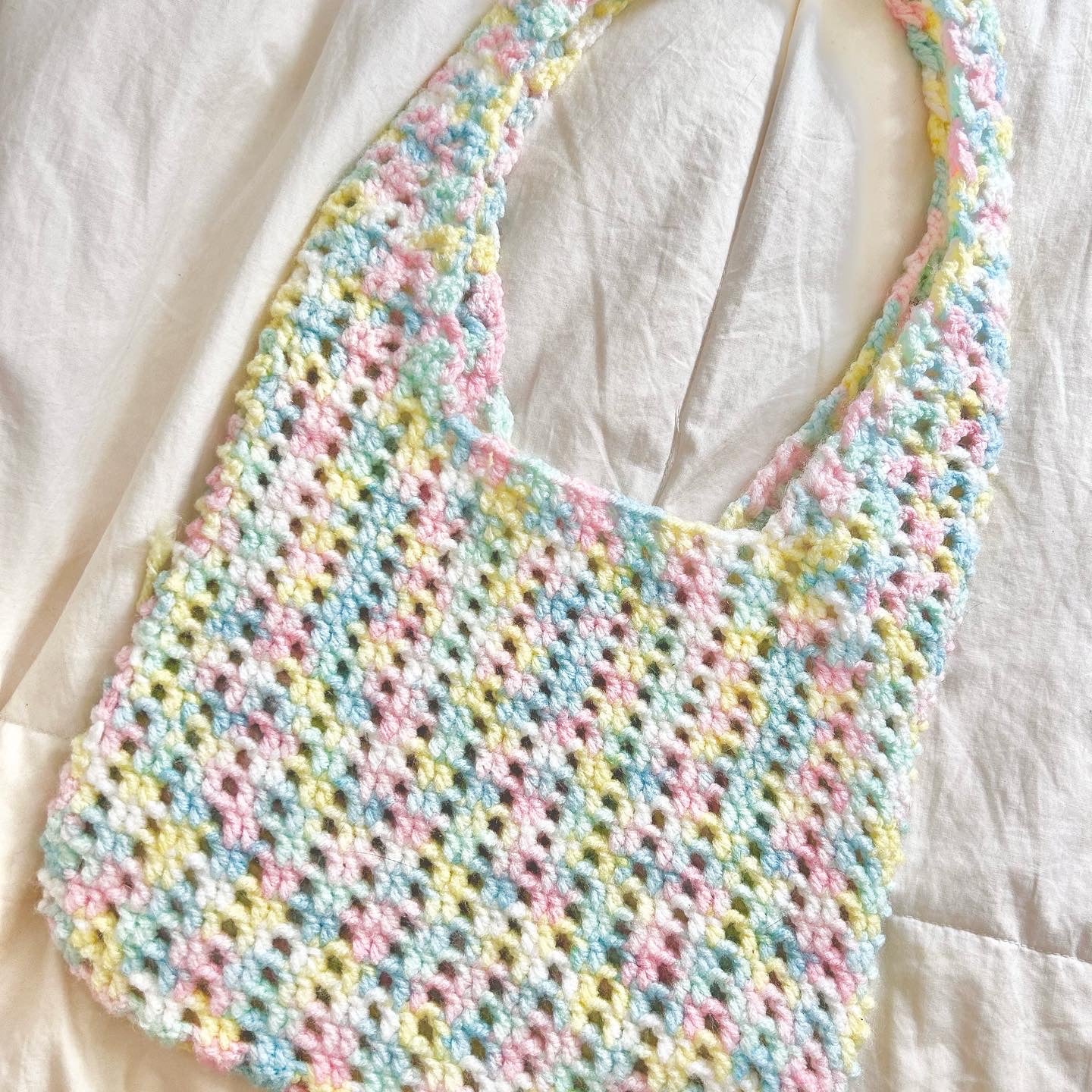Pastel Crochet Tote Bag